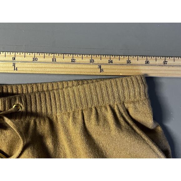 St John Pants Womens 12 Tan 100% Cashmere Knit Wide Leg Drawstring Lounge - Picture 7 of 11